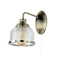 Wandlampe mit Schalter H: 24,5 cm in Messing antik E27