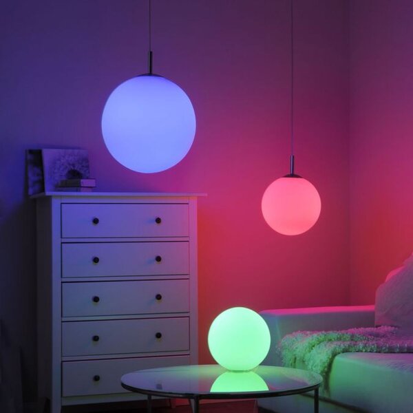 LED Hängelampe RGB Smart Home Glaskugel dimmbar Ø20 cm