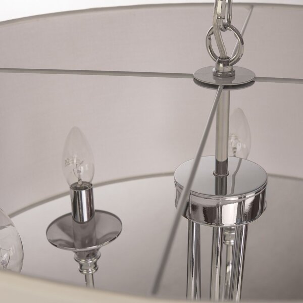 Hängelampe rund Ø 60 cm Stoff Metall Chrom Weiß ISKERA