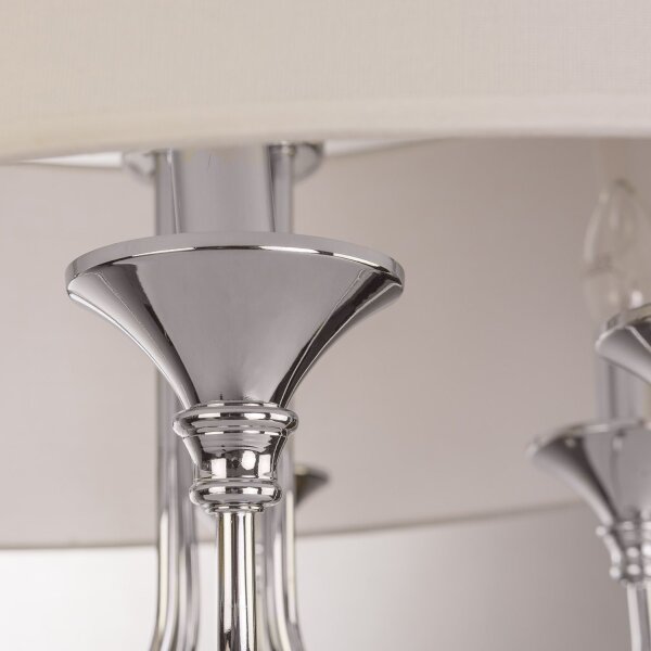 Hängelampe rund Ø 60 cm Stoff Metall Chrom Weiß ISKERA