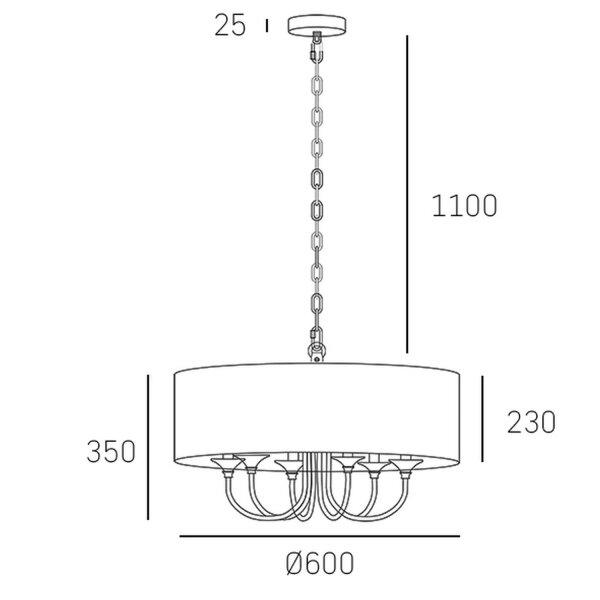 Hängelampe rund Ø 60 cm Stoff Metall Chrom Weiß ISKERA