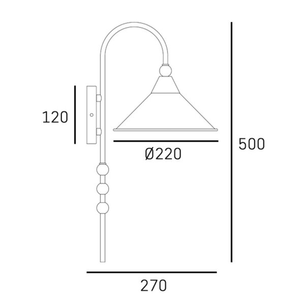 Wandlampe innen Schwarz 50 cm hoch Metall E27 JORUND