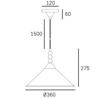 Hängelampe Metall Ø 36 cm H: max. 183,5 cm in...