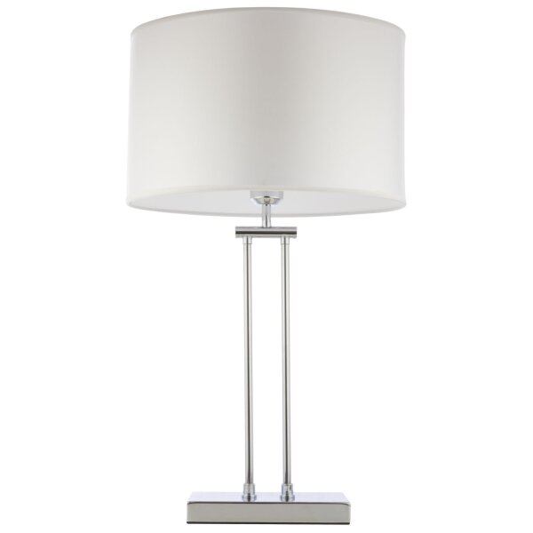 Tischlampe Stoff Metall E27 60 cm Chrom Weiß Modern