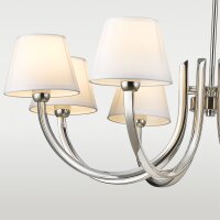 Kronleuchter Metall Stoff 92 cm breit Nickel Weiß...