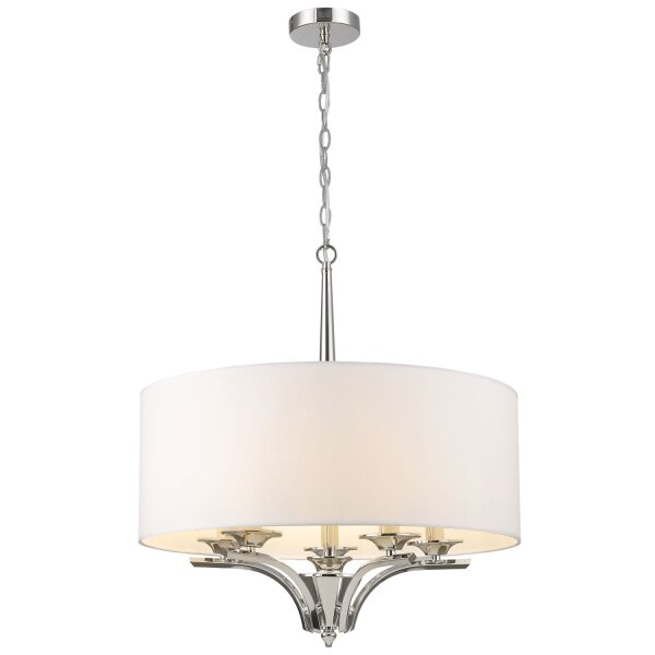 Hängelampe rund D: 60 cm Nickel Weiß E14 Metall Stoff
