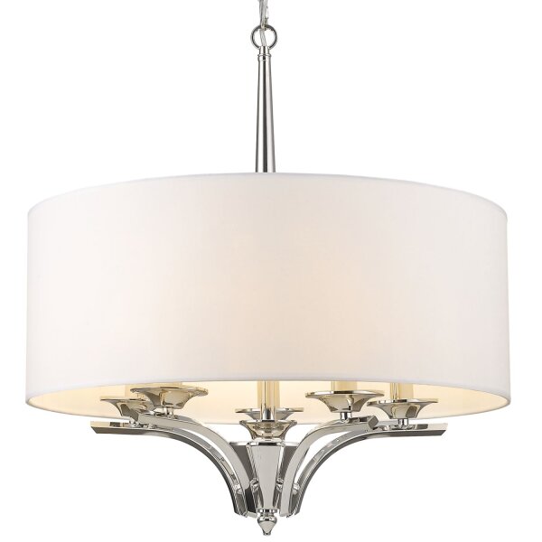 Hängelampe rund D: 60 cm Nickel Weiß E14 Metall Stoff