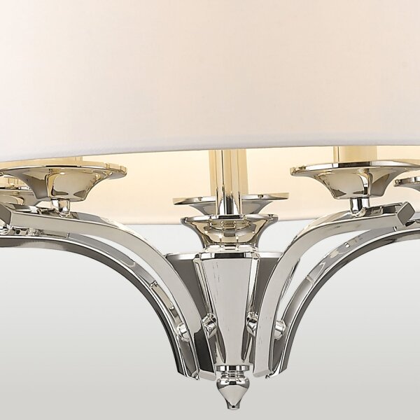 Hängelampe rund D: 60 cm Nickel Weiß E14 Metall Stoff