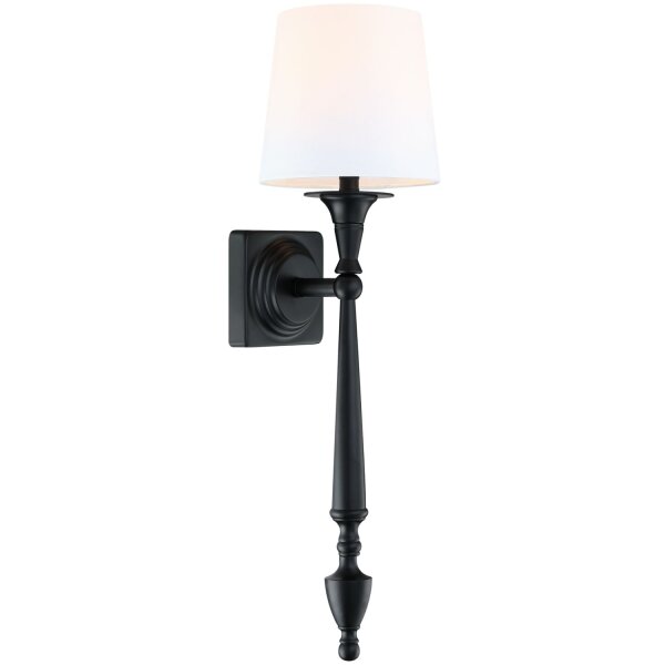 Wandleuchte Metall Stoff E27 54 cm hoch Schwarz Weiß Rustikal