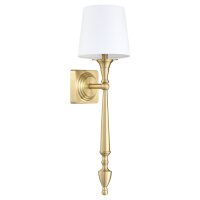 Wandlampe Metall Stoff E27 H: 54 cm in Messing Weiß...
