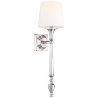 Wandlampe E27 54 cm hoch Nickel Weiß Rustikal Stoff...