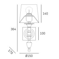 Wandlampe Messing Weiß E27 Rustikal Metall Stoff...
