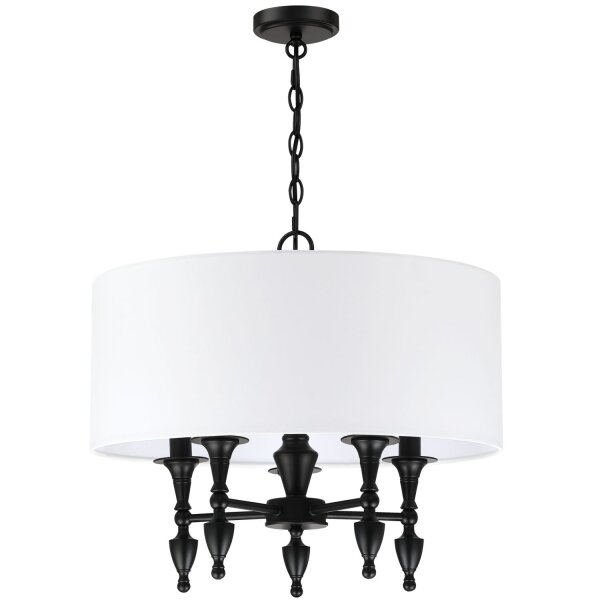 Hängeleuchte rund Ø 55 cm Metall Stoff 5x E14 Schwarz Weiß