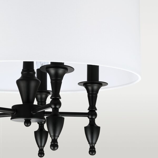 Hängeleuchte rund Ø 55 cm Metall Stoff 5x E14 Schwarz Weiß