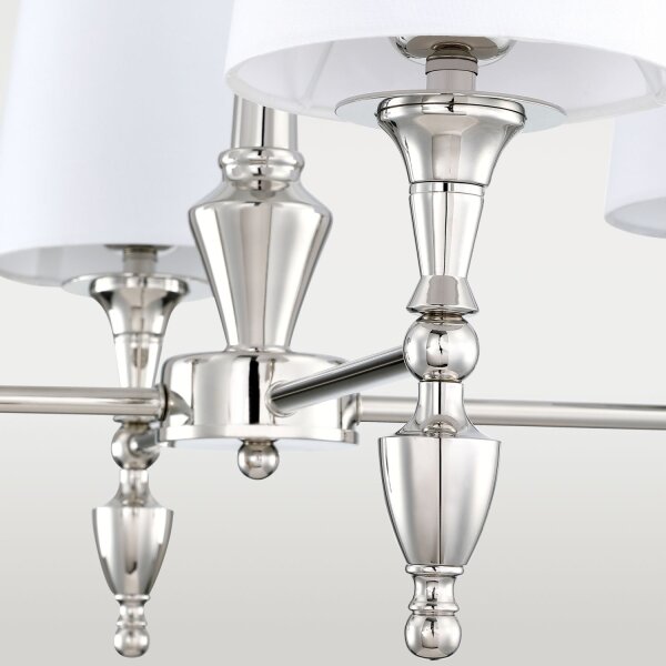 Kronleuchter mit Schirm B: 61 cm Nickel Weiß E27 Metall Stoff