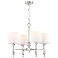 Kronleuchter mit Schirm B: 61 cm Nickel Weiß E27...