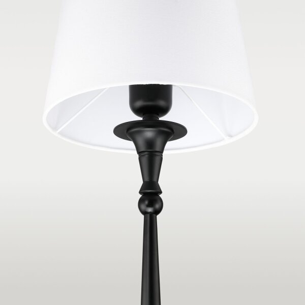 Beistelllampe Schwarz Weiß E27 H: 58 cm Metall Stoff