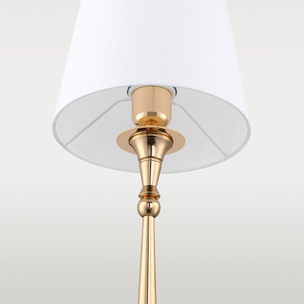 Tischleuchte Stoff Metall 58 cm hoch in Gold Weiß E27