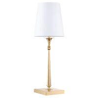 Tischleuchte Stoff Metall 58 cm hoch in Gold Weiß E27