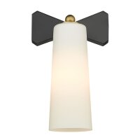 Wandleuchte Glas Metall E27 H: 31,5 cm in Schwarz...