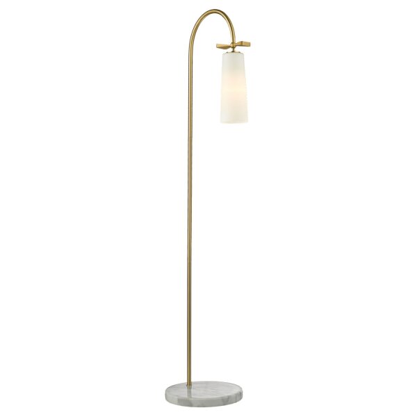 Stehleuchte Metall Glas E27 150 cm hoch in Messing Weiß