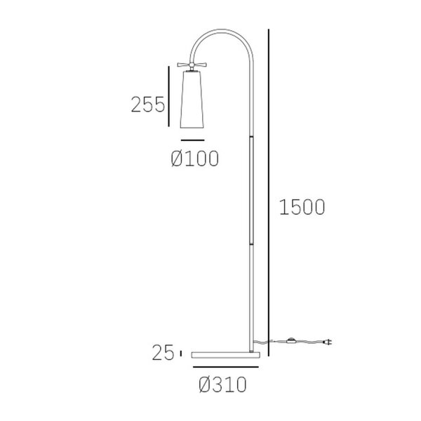 Stehleuchte Metall Glas E27 150 cm hoch in Messing Weiß