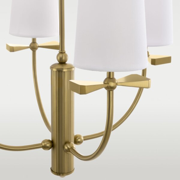 Kronleuchter mit Schirm B: 53 cm breit in Messing Weiß