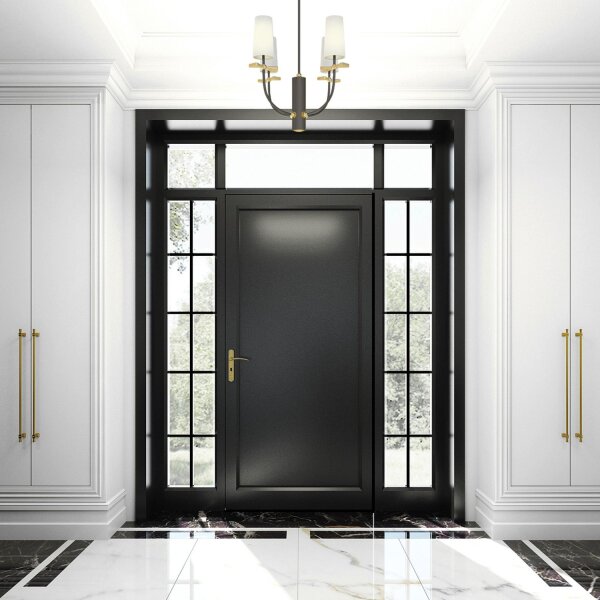 Kronleuchter Metall Stoff 53 cm breit in Schwarz Weiß Messing