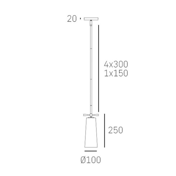 Hängelampe verstellbar H: max. 1,63m B: 10 cm in Messing Weiß