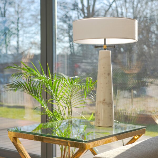 Beistelllampe Marmor Stoff Metall 63,5 cm hoch für 2x E27