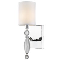 Wandlampe Stoff Metall H: 39,2 cm Chrom Wei&szlig; E14