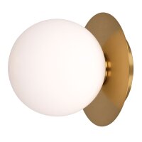 Wandlampe rund Ø 15 cm Retro in Messing Weiß...