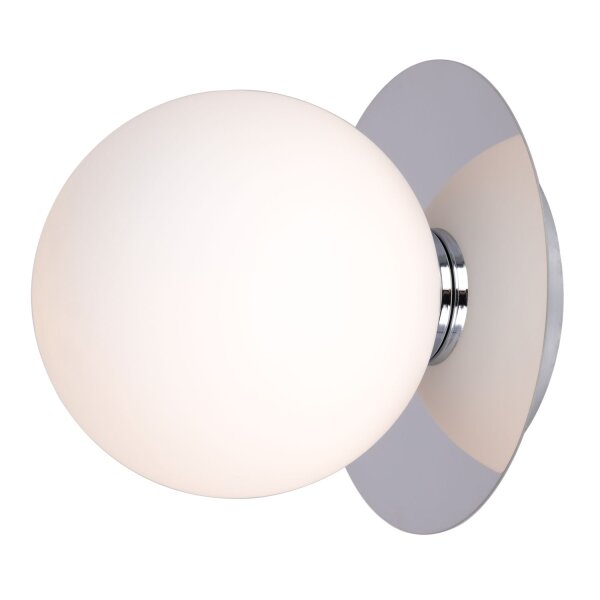 Wandlampe Chrom Weiß rund Ø 15 cm Glas Metall G9 Kugel Schirm