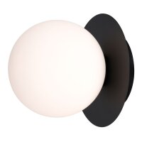 Wandleuchte Kugel Schwarz Wei&szlig; &Oslash; 15 cm G9 Metall Glas Retro