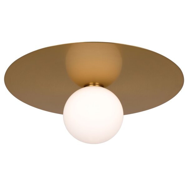 Deckenlampe rund D: 45 cm in Messing Weiß Retro G9 Metall Glas