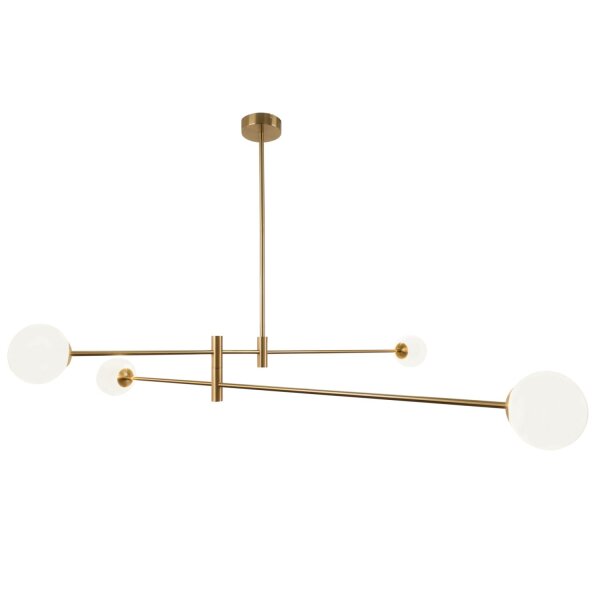 Pendelleuchte Messing Weiß 140 cm lang H: max. 81 cm