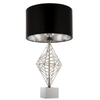 Tischleuchte Chrom Schwarz 70 cm hoch Metall Stoff E27