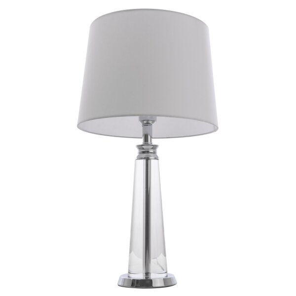 Beistelllampe Glas Metall Stoff E27 Silber Grau 62 cm