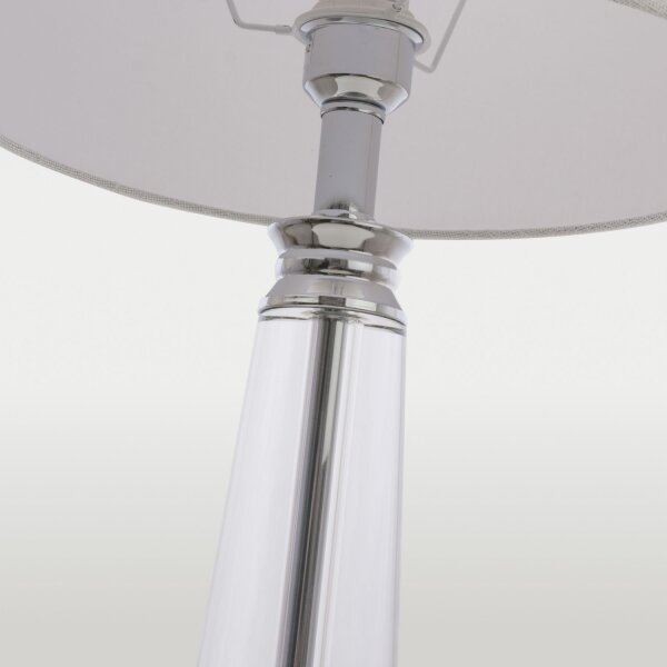 Beistelllampe Glas Metall Stoff E27 Silber Grau 62 cm