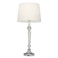 Tischlampe Chrom Weiß 75 cm hoch E27 Metall Stoff Glas