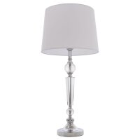 Tischlampe Chrom Weiß 75 cm hoch E27 Metall Stoff Glas
