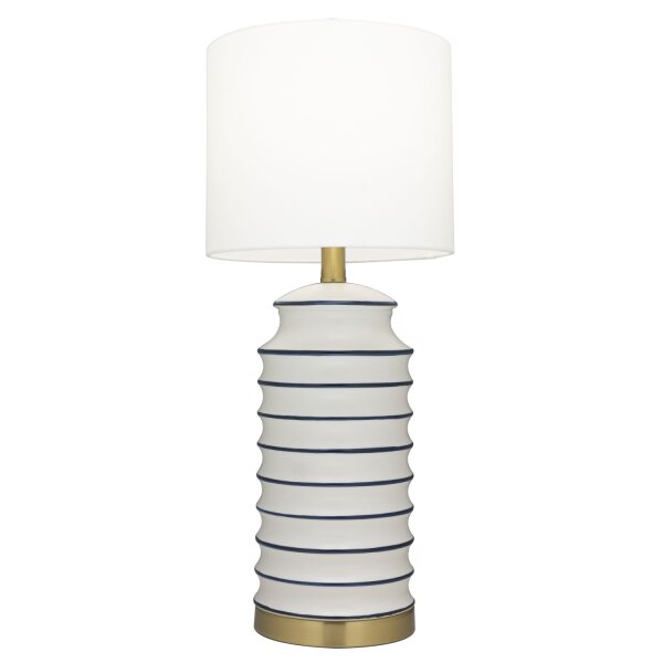 Tischlampe Keramik Stoff 61 cm hoch in Weiß Messing E27