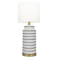 Tischlampe Keramik Stoff 61 cm hoch in Weiß Messing...