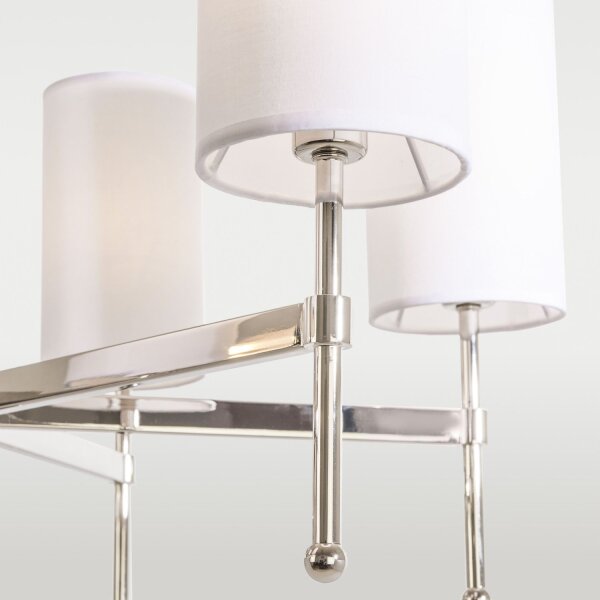 Kronleuchter mit Schirm Metall Stoff B: 70 cm E14 Nickel Weiß