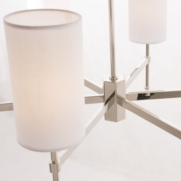 Kronleuchter mit Schirm Metall Stoff B: 70 cm E14 Nickel Weiß