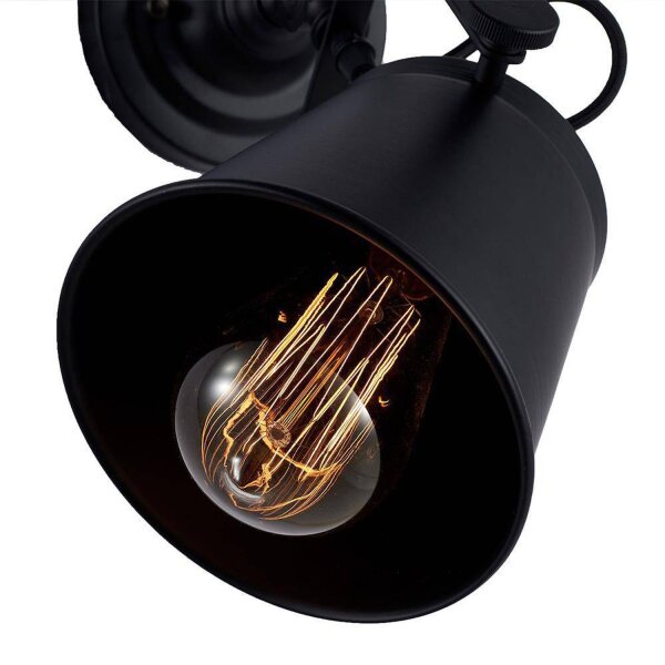 Wandspot Metall Schwarz E27 Retro Design B: 13,5 cm