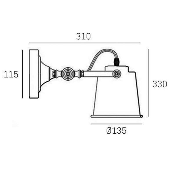 Wandspot Metall Schwarz E27 Retro Design B: 13,5 cm