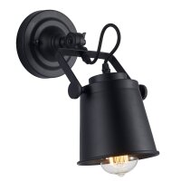 Wandspot Metall Schwarz E27 Retro Design B: 13,5 cm
