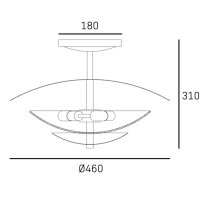Deckenlampe rund Ø 46 cm in Messing Weiß 3x E14