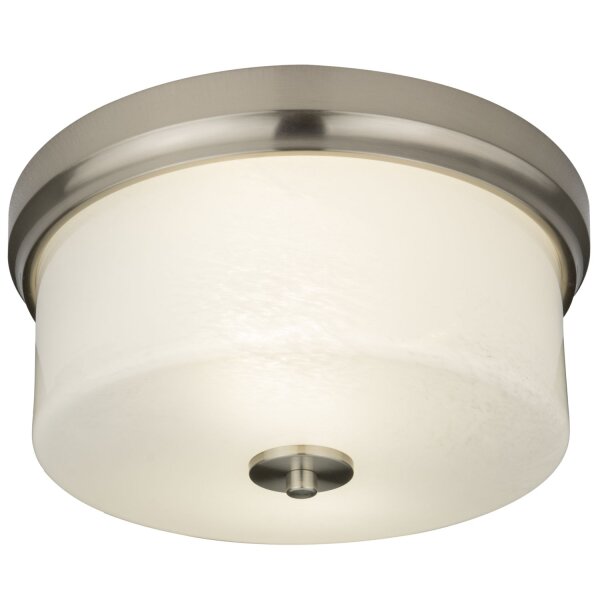 Deckenlampe rund Ø 30 cm rund Nickel Weiß 2x E27 Metall Glas